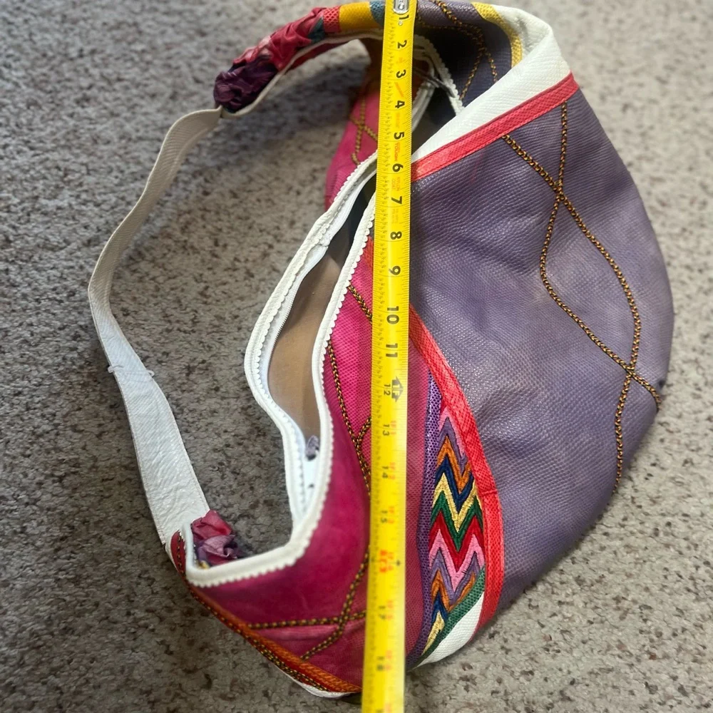 Colorful Patchwork Extra Large‎ Shoulder Sling Leather Bag Artistry boho unisex